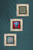Mandala, Fil, Yaşam Çiçeği Taş Duvar Tablosu Çerçeveli Duvar Dekoru 3 Parça Tablo Seti Wall Art