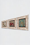 Yaşam Çiçeği, Kelebekli Çiçek, Nar Taş Duvar Tablosu Çerçeveli Duvar Dekoru 3 Parça Tablo Seti Wall Art