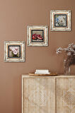 Kelebekli Çiçek, Nar Taş Duvar Tablosu Çerçeveli Duvar Dekoru 3 Parça Tablo Seti Wall Art