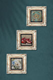 Yaşam Çiçeği, Kelebekli Çiçek, Nar Taş Duvar Tablosu Çerçeveli Duvar Dekoru 3 Parça Tablo Seti Wall Art