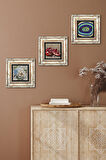 Nazar, Kelebekli Çiçek, Nar Taş Duvar Tablosu Çerçeveli Duvar Dekoru 3 Parça Tablo Seti Wall Art