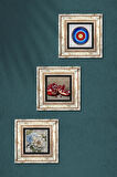 Nazar, Kelebekli Çiçek, Nar Taş Duvar Tablosu Çerçeveli Duvar Dekoru 3 Parça Tablo Seti Wall Art