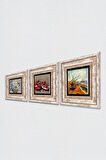 Van Gogh Balıkçı Tekneleri, Kelebekli Çiçek, Nar Taş Duvar Tablosu Çerçeveli Duvar Dekoru 3 Parça Tablo Seti Wall Art