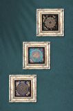Sri Yantra, Yaşam Çiçeği Taş Duvar Tablosu Çerçeveli Duvar Dekoru 3 Parça Tablo Seti Wall Art