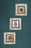 Fas Desenli Vintage, Fatma Ana Eli (Hamsa) Taş Duvar Tablosu Çerçeveli Duvar Dekoru 3 Parça Tablo Seti Wall Art