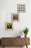 Yaşam Çiçeği, Leonardo da Vinci Mona Lisa, Nar Taş Duvar Tablosu Çerçeveli Duvar Dekoru 3 Parça Tablo Seti Wall Art