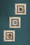 Fas Desenli Vintage, Çini Sanatı Taş Duvar Tablosu Çerçeveli Duvar Dekoru 3 Parça Tablo Seti Wall Art