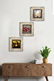 Salvador Dalí, Leonardo da Vinci, Nar Taş Duvar Tablosu Çerçeveli Duvar Dekoru 3 Parça Tablo Seti Wall Art