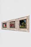 Claude Monet Bahçedeki Kadın, Kaplumbağa Terbiyecisi, Nar Taş Duvar Tablosu Çerçeveli Duvar Dekoru 3 Parça Tablo Seti Wall Art