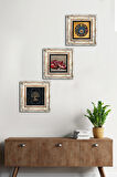Hayat Ağacı, Nazar, Nar Taş Duvar Tablosu Çerçeveli Duvar Dekoru 3 Parça Tablo Seti Wall Art