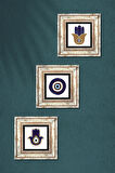 Fatma Ana Eli (Hamsa), Nazar Taş Duvar Tablosu Çerçeveli Duvar Dekoru 3 Parça Tablo Seti Wall Art