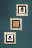 Nazar, Fatma Ana Eli (Hamsa) Taş Duvar Tablosu Çerçeveli Duvar Dekoru 3 Parça Tablo Seti Wall Art