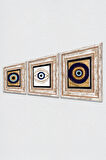 Nazar Taş Duvar Tablosu Çerçeveli Duvar Dekoru 3 Parça Tablo Seti Wall Art
