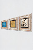 Hiç, Hu Taş Duvar Tablosu Çerçeveli Duvar Dekoru 3 Parça Tablo Seti Wall Art