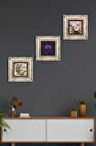 Hayat Ağacı, Kelebekli Çiçek Taş Duvar Tablosu Çerçeveli Duvar Dekoru 3 Parça Tablo Seti Wall Art