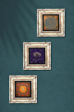 Yaşam Çiçeği, Hayat Ağacı, Sri Yantra Taş Duvar Tablosu Çerçeveli Duvar Dekoru 3 Parça Tablo Seti Wall Art