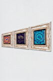 Mandala, Hayat Ağacı Taş Duvar Tablosu Çerçeveli Duvar Dekoru 3 Parça Tablo Seti Wall Art