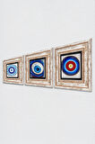 Nazar Taş Duvar Tablosu Çerçeveli Duvar Dekoru 3 Parça Tablo Seti Wall Art