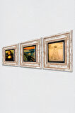 Çığlık, Leonardo da Vinci Mona Lisa, Vitruvius Adamı Taş Duvar Tablosu Çerçeveli Duvar Dekoru 3 Parça Tablo Seti Wall Art
