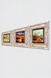 Van Gogh, Deniz Manzarası Taş Duvar Tablosu Çerçeveli Duvar Dekoru 3 Parça Tablo Seti Wall Art