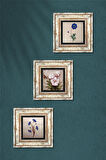 Ebru Sanatı, Kelebekli Çiçek Taş Duvar Tablosu Çerçeveli Duvar Dekoru 3 Parça Tablo Seti Wall Art