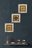 Ayet-el Kürsi, La İlahe İllallah, Nazar Taş Duvar Tablosu Çerçeveli Duvar Dekoru 3 Parça Tablo Seti Wall Art