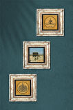 Ayet-el Kürsi, SübhanAllah, Kabe-i Muazzama Taş Duvar Tablosu Çerçeveli Duvar Dekoru 3 Parça Tablo Seti Wall Art