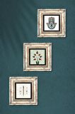 Lale Ebru Sanatı, Elif, Fatma Ana Eli (Hamsa) Taş Duvar Tablosu Çerçeveli Duvar Dekoru 3 Parça Tablo Seti Wall Art