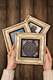 Mandala, Yaşam Çiçeği, Nazar Taş Duvar Tablosu Çerçeveli Duvar Dekoru 3 Parça Tablo Seti Wall Art