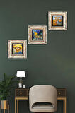 Van Gogh Taş Duvar Tablosu Çerçeveli Duvar Dekoru 3 Parça Tablo Seti Wall Art