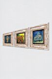Van Gogh Kilise, Kırmızı Bağ, Otoportre Taş Duvar Tablosu Çerçeveli Duvar Dekoru 3 Parça Tablo Seti Wall Art