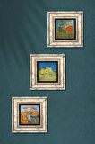 Van Gogh Sarı Ev,ki Yatak Odası, Langlois Köprüsü Taş Duvar Tablosu Çerçeveli Duvar Dekoru 3 Parça Tablo Seti Wall Art