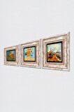 Van Gogh Taş Duvar Tablosu Çerçeveli Duvar Dekoru 3 Parça Tablo Seti Wall Art