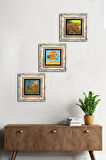 Van Gogh Taş Duvar Tablosu Çerçeveli Duvar Dekoru 3 Parça Tablo Seti Wall Art