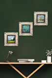 Van Gogh Taş Duvar Tablosu Çerçeveli Duvar Dekoru 3 Parça Tablo Seti Wall Art