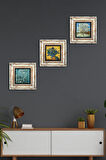 Van Gogh Şeftali Ağacı, Süsenler, Badem Ağacı Taş Duvar Tablosu Çerçeveli Duvar Dekoru 3 Parça Tablo Seti Wall Art