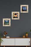 Van Gogh Zeytin Ağaçları, Otoportre, Yıldızlı Gece Taş Duvar Tablosu Çerçeveli Duvar Dekoru 3 Parça Tablo Seti Wall Art