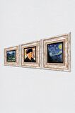 Van Gogh Zeytin Ağaçları, Otoportre, Yıldızlı Gece Taş Duvar Tablosu Çerçeveli Duvar Dekoru 3 Parça Tablo Seti Wall Art