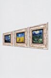 Van Gogh Zeytin Ağaçları, Buğday Tarlası, Yıldızlı Gece Taş Duvar Tablosu Çerçeveli Duvar Dekoru 3 Parça Tablo Seti Wall Art