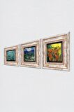 Van Gogh Zeytin Ağaçları, Kırmızı Bağ, Badem Ağacı Taş Duvar Tablosu Çerçeveli Duvar Dekoru 3 Parça Tablo Seti Wall Art