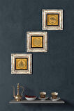 İhlas Suresi, Fatiha Suresi, Bismillah Taş Duvar Tablosu Çerçeveli Duvar Dekoru 3 Parça Tablo Seti Wall Art