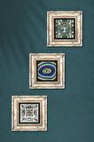 Hayat Ağacı, Nazar, Çini Sanatı Taş Duvar Tablosu Çerçeveli Duvar Dekoru 3 Parça Tablo Seti Wall Art