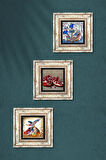 Çini Sanatı Yelkenli Gemi, Semazen, Nar Taş Duvar Tablosu Çerçeveli Duvar Dekoru 3 Parça Tablo Seti Wall Art