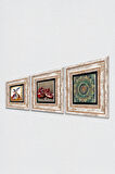 Mandala, Semazen, Nar Taş Duvar Tablosu Çerçeveli Duvar Dekoru 3 Parça Tablo Seti Wall Art
