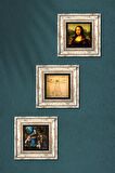 Da Vinci Kayalıklar Bakiresi, Mona Lisa, Vitruvius Adamı Taş Duvar Tablosu Çerçeveli Duvar Dekoru 3 Parça Tablo Seti Wall Art