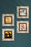 Leonardo da Vinci Taş Duvar Tablosu Çerçeveli Duvar Dekoru 4 Parça Tablo Seti Wall Art