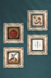 Vav, Elif, Bereket Duası, Semazen Taş Duvar Tablosu Çerçeveli Duvar Dekoru 4 Parça Tablo Seti Wall Art