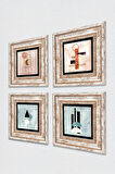 Minimalist Soyut Taş Duvar Tablosu Çerçeveli Duvar Dekoru 4 Parça Tablo Seti Wall Art