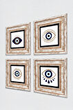 Nazar Taş Duvar Tablosu Çerçeveli Duvar Dekoru 4 Parça Tablo Seti Wall Art
