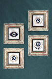 Nazar Taş Duvar Tablosu Çerçeveli Duvar Dekoru 4 Parça Tablo Seti Wall Art